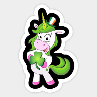 St Patricks Day Girls Dabbing Unicorn Leprechaun Lepricorn Sticker